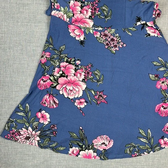 Planet Gold Blue Floral Double Strap Fit and Flare Dress Juniors Size XL - Picture 3 of 5